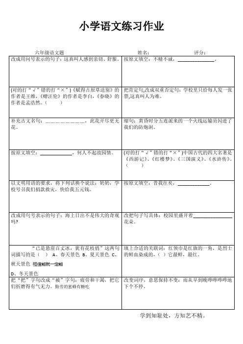 小学六年级语文拓展训练IV (90)