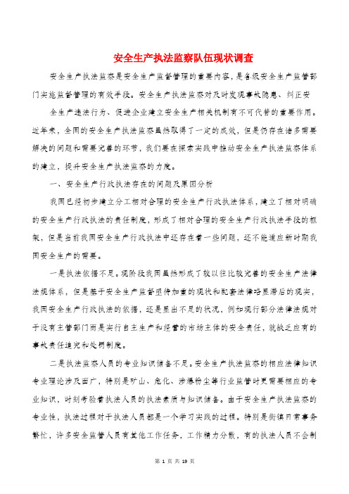 安全生产执法监察队伍现状调查