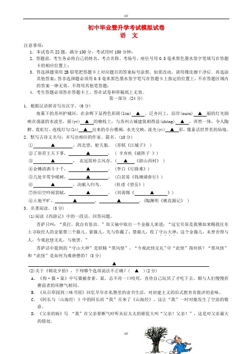 2020届江苏省苏州市高新区中考一模语文试题(加精)