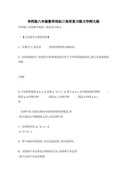 华师版八年级数学相似三角形复习练习华师大版