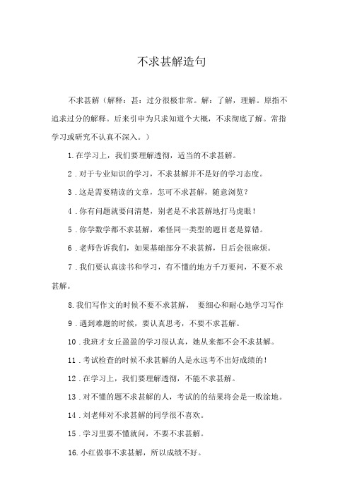 不求甚解造句