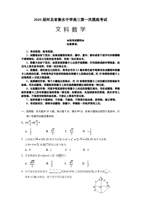 2020届河北省衡水中学高三第一次摸底考试数学(文)试题