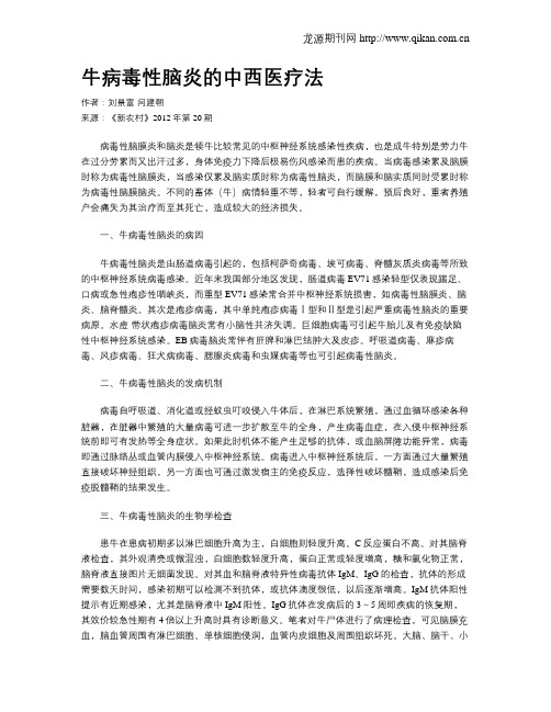 牛病毒性脑炎的中西医疗法