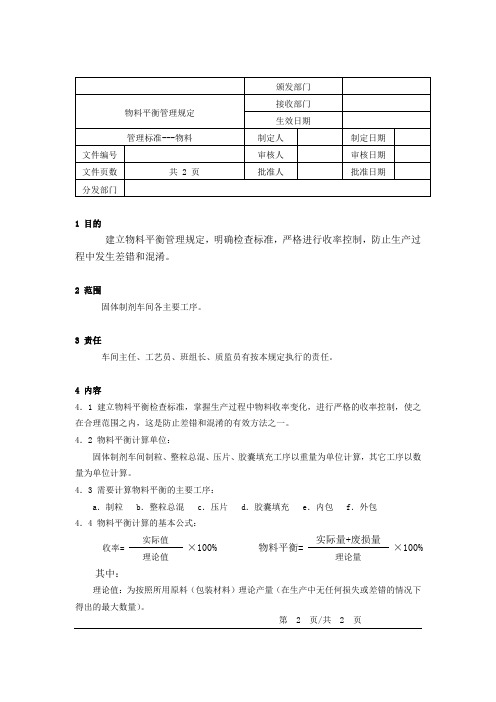 物料平衡管理规定