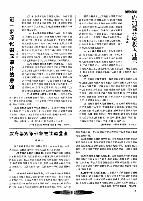 政府采购审计应关注的重点