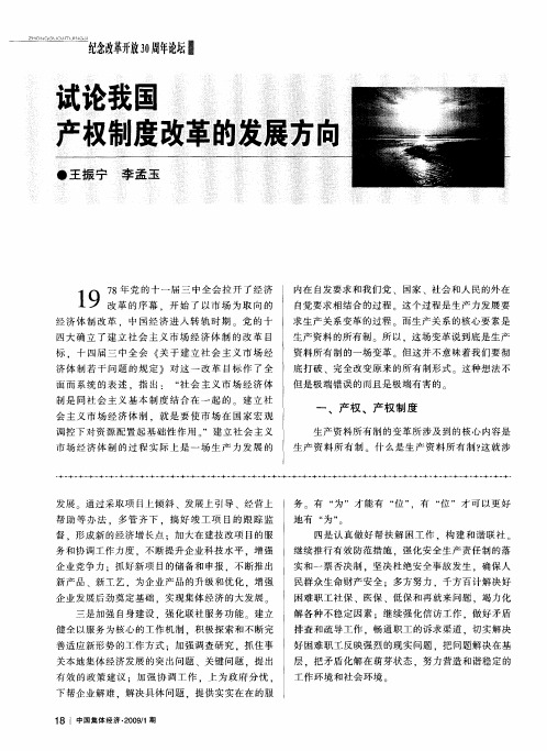 试论我国产权制度改革的发展方向