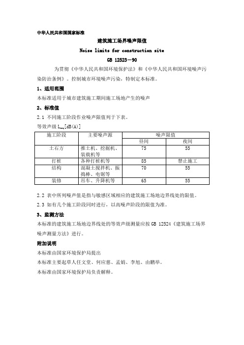 建筑施工场界噪声限值GB 1252390.doc