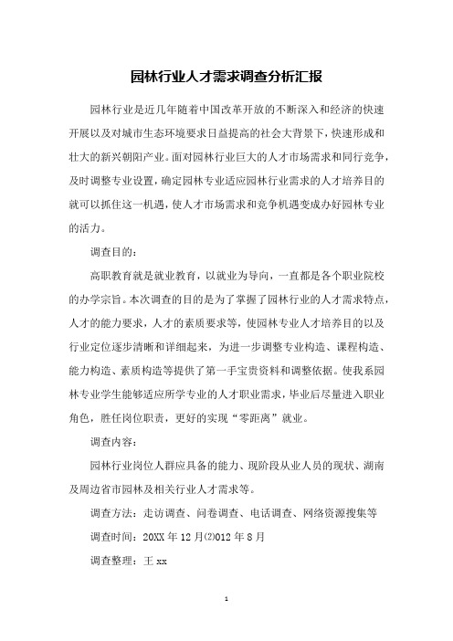 园林行业人才需求调查分析汇报