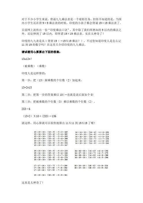 世界各国不同的心算方法-印度篇