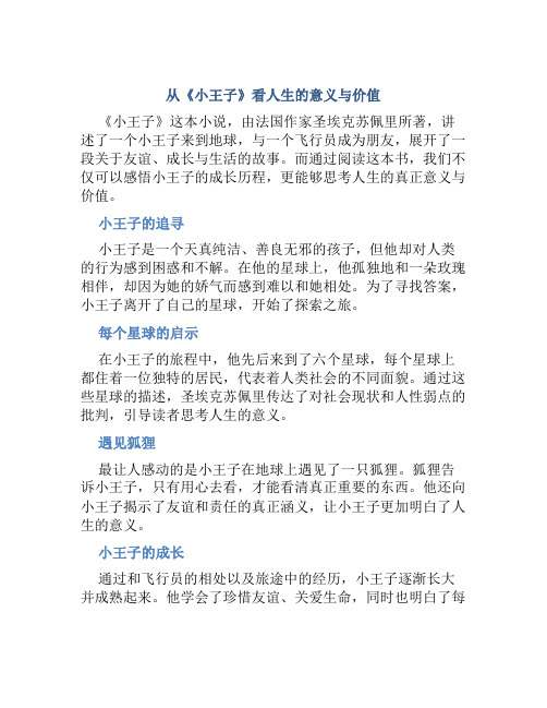 从《小王子》看人生的意义与价值