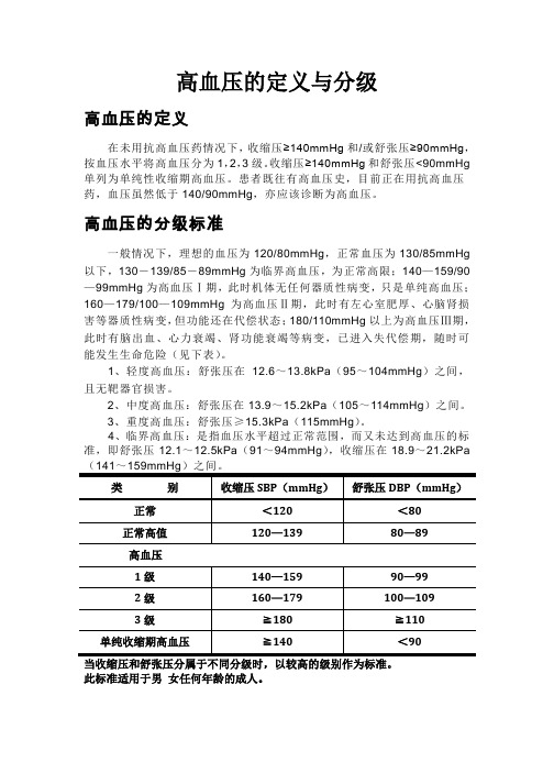 高血压的定义与分级