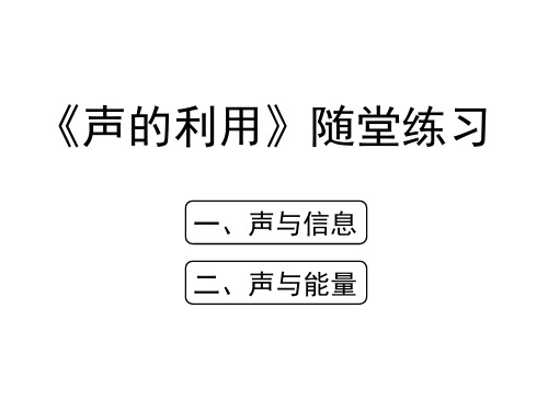 物理人教版八年级上册 《声的利用》随堂练习