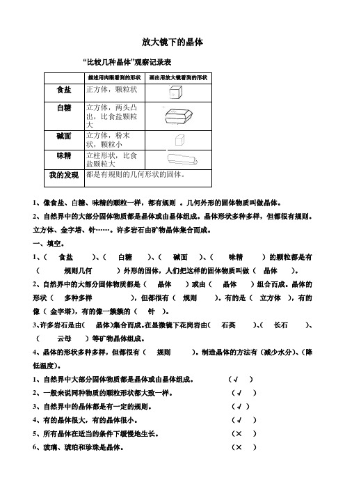 放大镜下的晶体重点知识