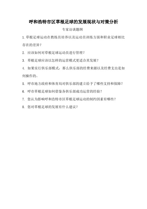 专家访谈题纲