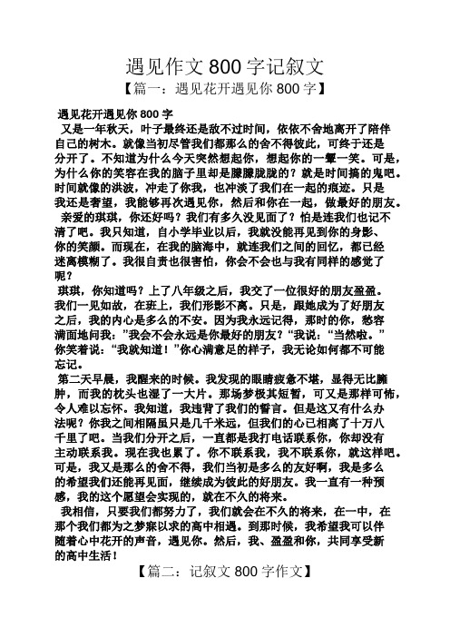 记叙文作文之遇见作文800字记叙文