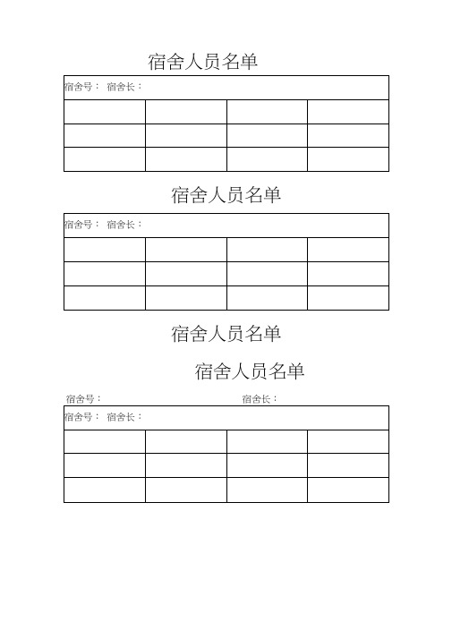 (完整版)宿舍人员名单