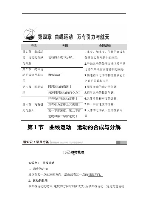 2018届高三物理江苏一轮复习练习：部分 第4章 第1节 
