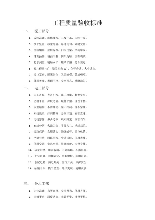 工程质量验收标准