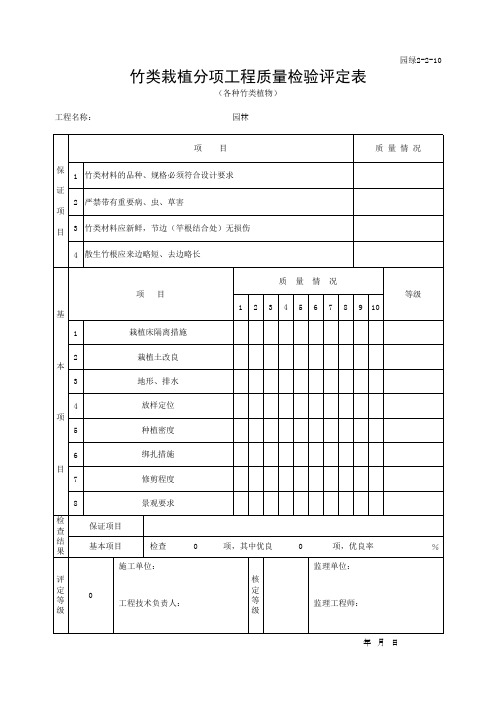 竹类栽植分项工程质量检验评定表(最新)