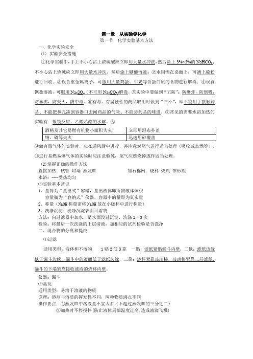 人教版高一化学预科班笔记