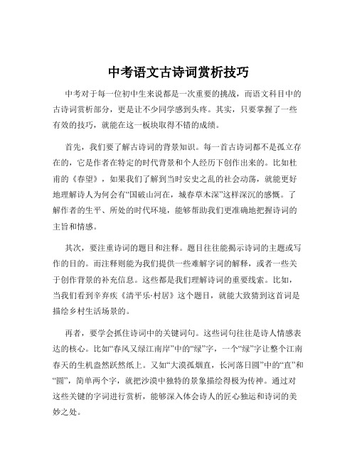 中考语文古诗词赏析技巧