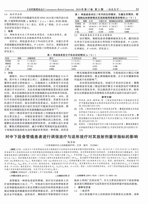 对中下段食管癌患者进行调强放疗与适形放疗对其放射剂量学指标的影响