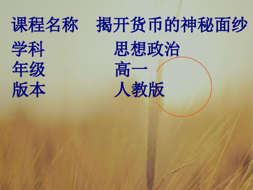 2017年高一政治必修1经济生活课件：1-1 揭开货币的神秘面纱 精品