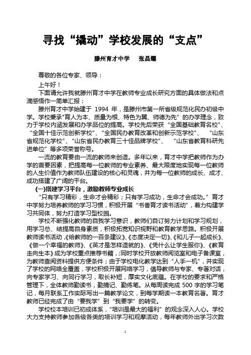 寻找“撬动”学校发展的“支点”教师专业成长