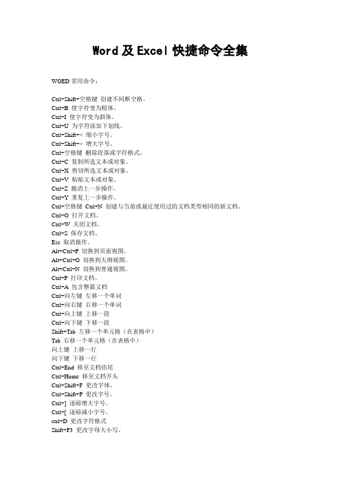 Word及Excel快捷命令全集
