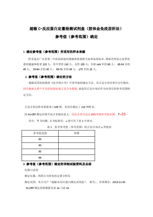 Hs-CRP参考值确定