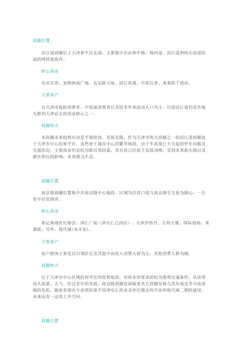 天津商圈分布介绍