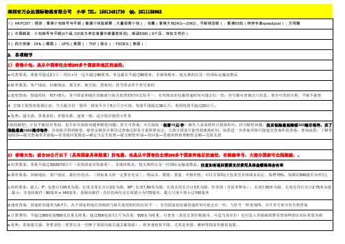 香港小包、邮政小包、大包、4大快递知识