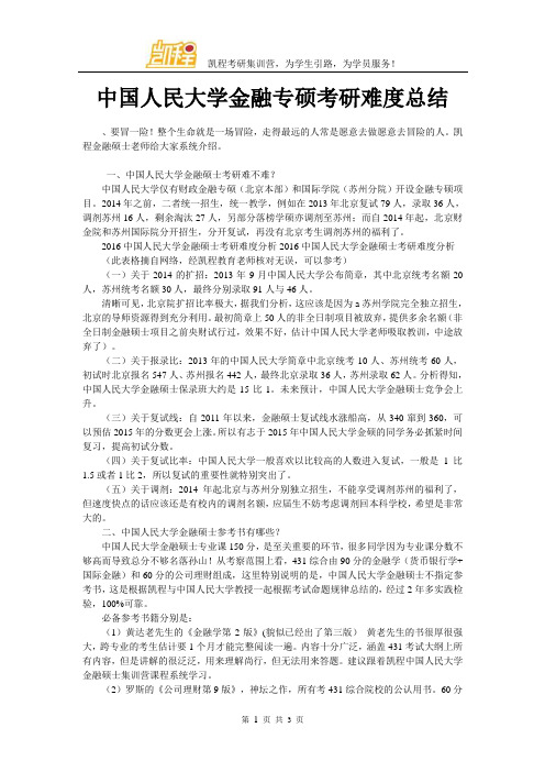 中国人民大学金融专硕考研难度总结