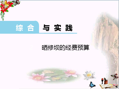 (精选)六年级数学上册 实践和应用2 晒修坝的经费预算课件 西师大版