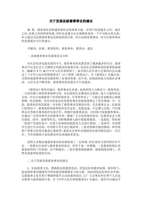 关于发展县级慈善事业的建议