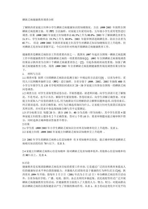 碘缺乏病健康教育调查分析