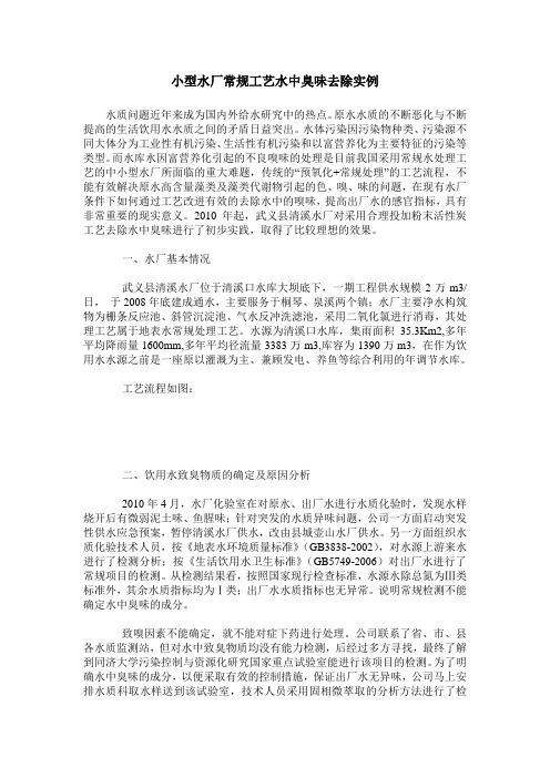 小型水厂常规工艺水中臭味去除实例
