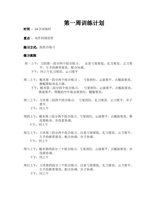 武术第一周训练计划