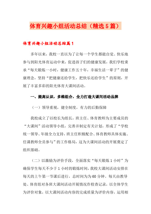 【多篇】体育兴趣小组活动总结(精选5篇)