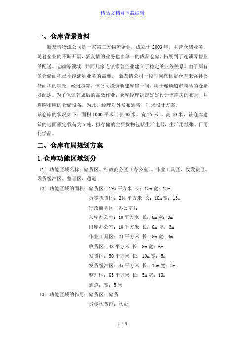 物流公司仓库布局规划方案,仓库功能区域划分与平面图