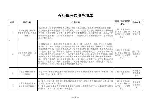 五河镇公共服务清单