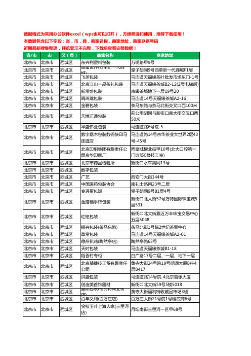 2020新版北京市北京市西城区包装工商企业公司商家名录名单联系电话号码地址大全29家