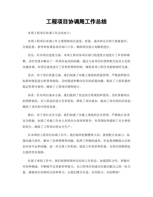 工程项目协调周工作总结