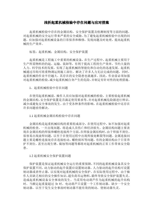 浅析起重机械检验中存在问题与应对措施