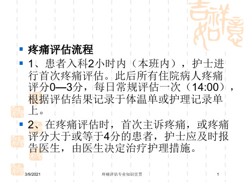 疼痛评估专业知识宣贯培训课件
