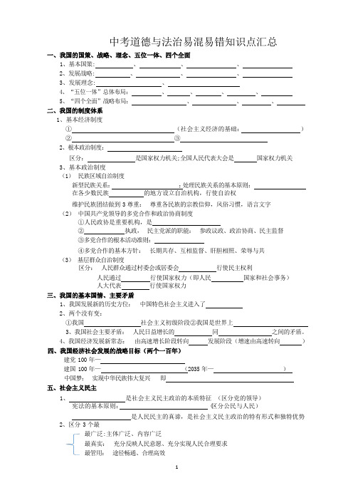 中考政治易混易错点(填空)