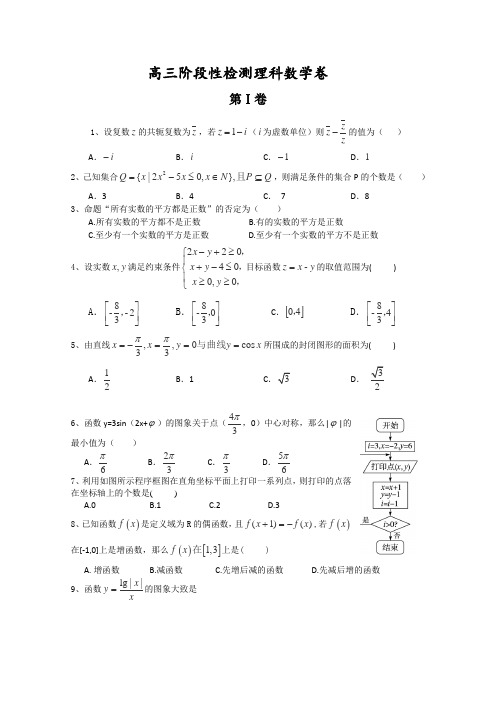 山东省淄博市桓台二中2013届高三上学期阶段性检测数学(理)试题