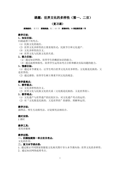 世界文化多样性教案2
