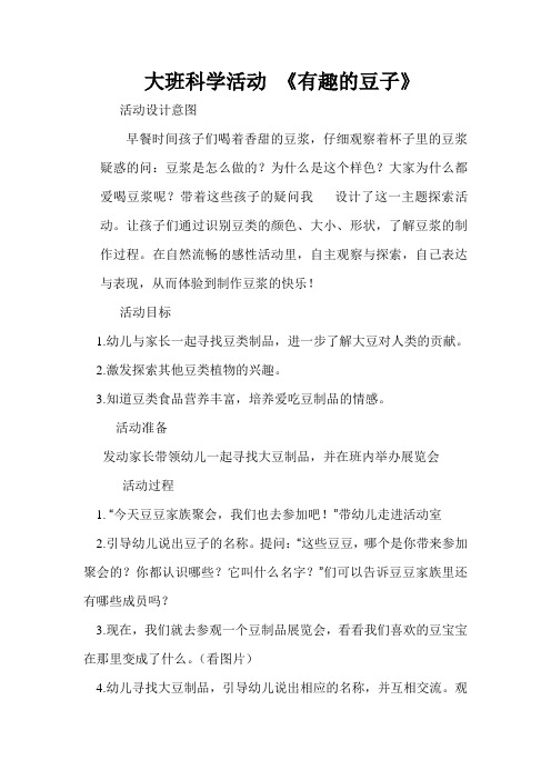 大班科学活动 《有趣的豆子》