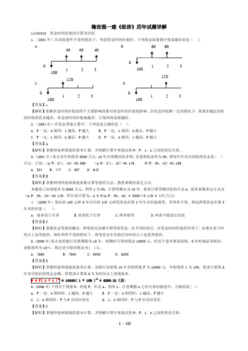 梅世强一级建造师考试《工程经济》历年试题详解